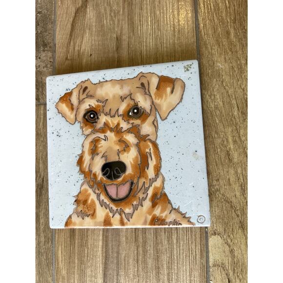 Welsh Terrier Dog - Hand Painted Tile by Pumpkin Tile - 6 x 6" - Picture 1 of 6